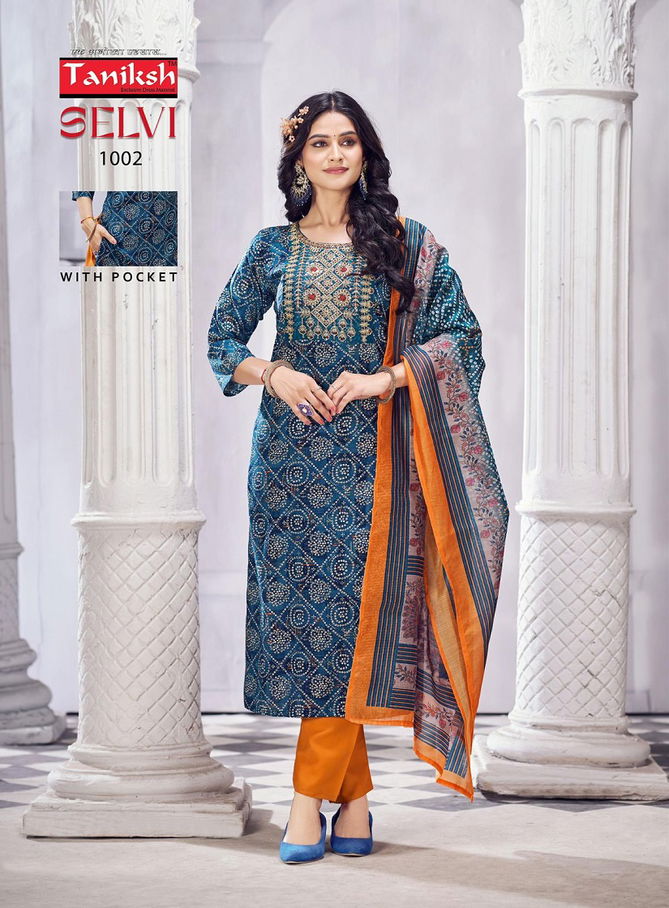 Selvi Vol 2 By Taniksh Heavy Rayon Embroidery Kurti With Bottom Dupatta Wholesale Shop In Surat